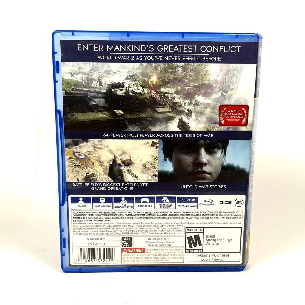 Battlefield V 5 PS4 PlayStation 4 Game EA DICE Complete CIB Case Wear Tested